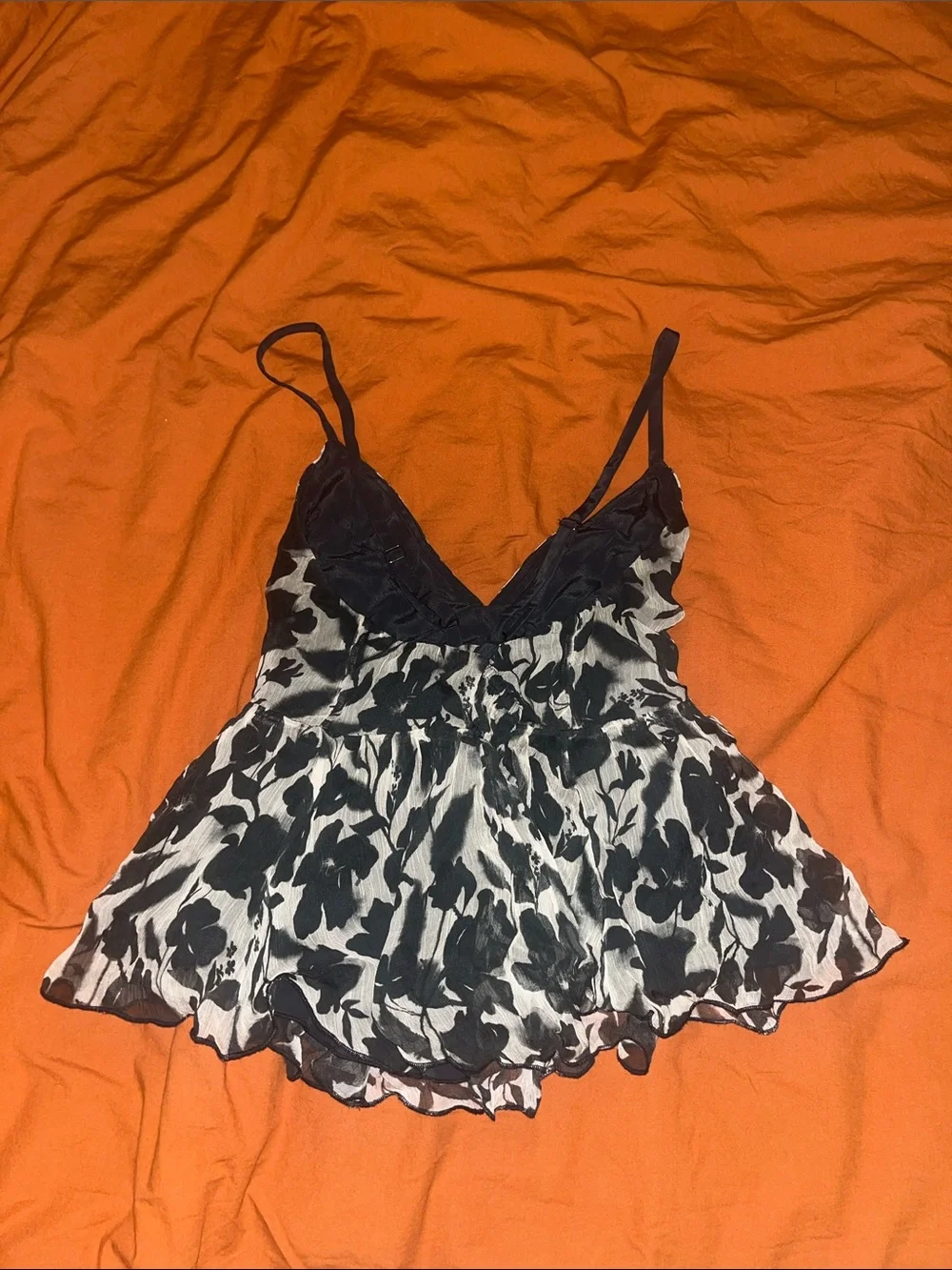 J Crew Black and White Floral Spaghetti-Strap Women's Top